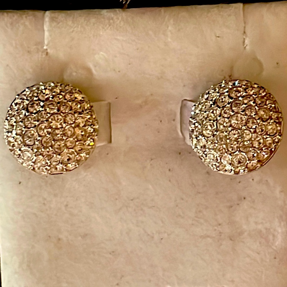 Swarovski Pave Crystal Rhodium Clip Earrings
